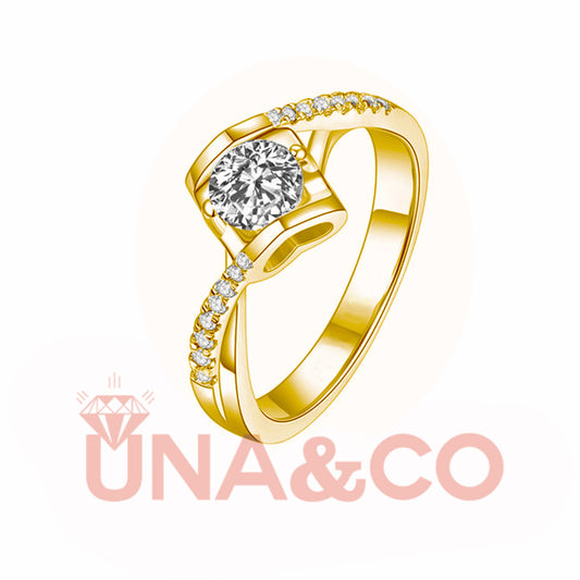 18K Yellow Gold Angel Kiss Moissanite Ring