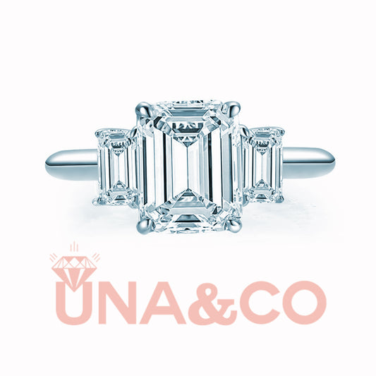 1.40 Carat Emerald Cut Three-Stone Ring