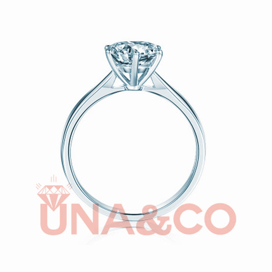 Six Prong Hollow Shape CVD Diamond Ring