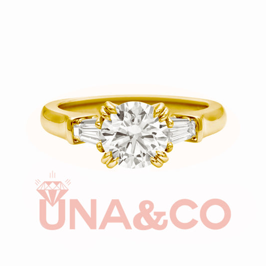 18K Yellow Gold Light Luxury Queen 2CT Moissanite Ring