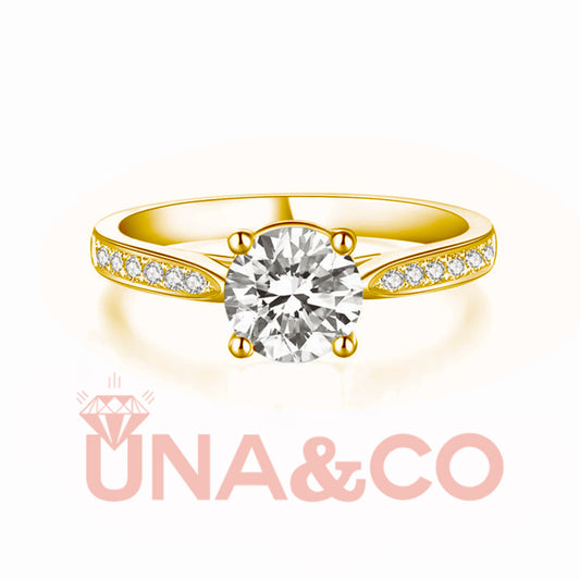 18K Yellow Gold Four Prong Luxury Moissanite Ring