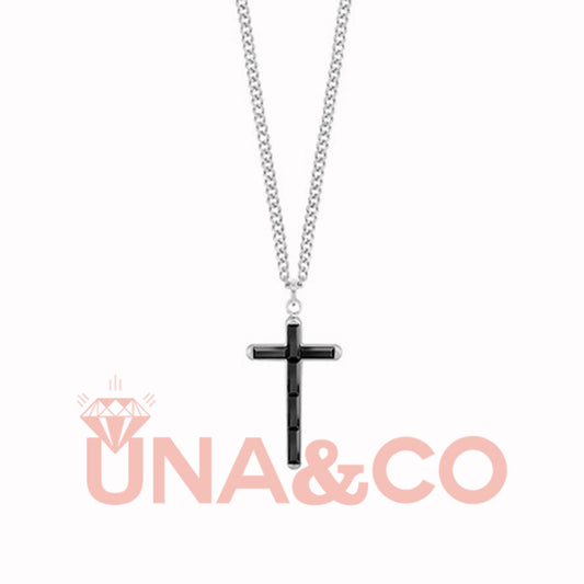 Simple Black Crystal Cross Necklace