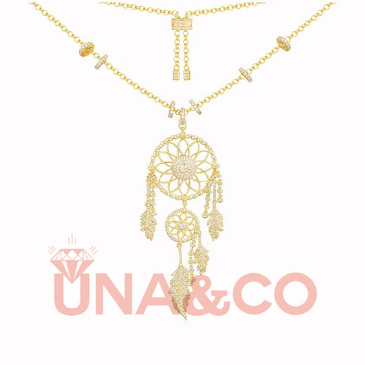 Dream Catcher Feather Long Tassel Necklace