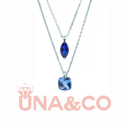 Square Gem & Marquise Gem Stacking Necklace