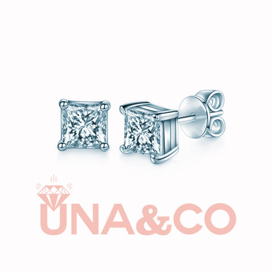 Princess Cut Shiny CVD Diamond Earrings