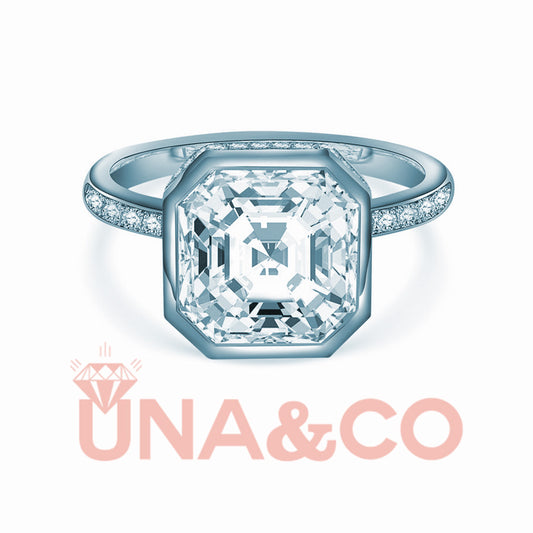 Bezel Setting Asscher Cut Engagement Ring