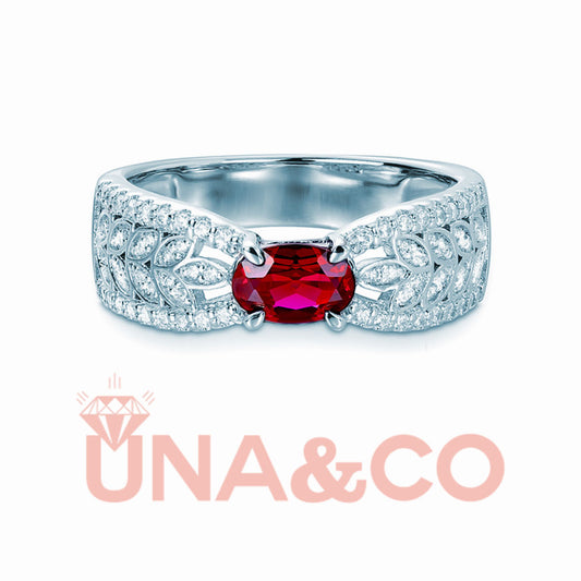 Ear Of Wheat Oval Cut Ruby Ring