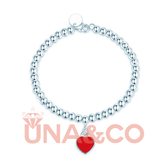 Heart-shaped Round Bead Bracelet